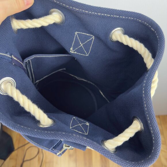 TIFFANY & CO VTG Oversize Sailor Nautical Navy Blue Canvas Bucket Duffle Bag - Picture 9 of 9